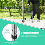 NNECW Folding Walker with Unidirectional Wheels and Bi-Level Armrests-Gray