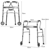NNECW Folding Walker with Unidirectional Wheels and Bi-Level Armrests-Gray