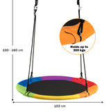 NNECW Adjustable Flying Saucer Tree Swing with Multiple Functions for Kids