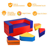 NNECW 4-In-1 Multi-functional Combination Sofa Set with Durable PU Surface for Kids-Multicolour