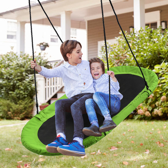 NNECW Flying Oval Tree Swing Set with Adjustable Hanging Ropes for Outdoor Use