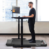 NNECW 2 in 1 Folding Treadmill with Dual LED Display for Home &amp Office-Black