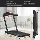 NNECW 2 in 1 Folding Treadmill with Dual LED Display for Home &amp Office-Black