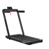 NNECW 2 in 1 Folding Treadmill with Dual LED Display for Home &amp Office-Black