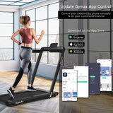 NNECW 2 in 1 Folding Treadmill with Dual LED Display for Home &amp Office-Black