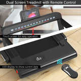 NNECW 2 in 1 Folding Treadmill with Dual LED Display for Home &amp Office-Black