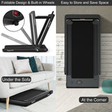 NNECW 2 in 1 Folding Treadmill with Dual LED Display for Home &amp Office-Black