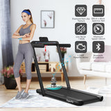 NNECW 2 in 1 Folding Treadmill with Dual LED Display for Home &amp Office-Black