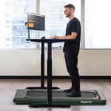 NNECW 2 in 1 Folding Treadmill with Dual LED Display for Home &amp Office-Green