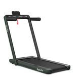 NNECW 2 in 1 Folding Treadmill with Dual LED Display for Home &amp Office-Green