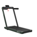 NNECW 2 in 1 Folding Treadmill with Dual LED Display for Home &amp Office-Green