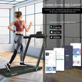 NNECW 2 in 1 Folding Treadmill with Dual LED Display for Home &amp Office-Green