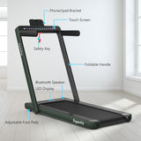 NNECW 2 in 1 Folding Treadmill with Dual LED Display for Home &amp Office-Green
