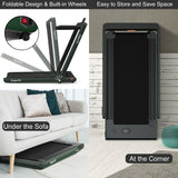 NNECW 2 in 1 Folding Treadmill with Dual LED Display for Home &amp Office-Green