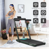 NNECW 2 in 1 Folding Treadmill with Dual LED Display for Home &amp Office-Green