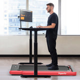 NNECW 2 in 1 Folding Treadmill with Dual LED Display for Home &amp Office-Red