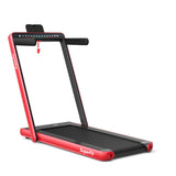 NNECW 2 in 1 Folding Treadmill with Dual LED Display for Home &amp Office-Red