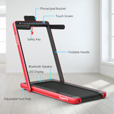 NNECW 2 in 1 Folding Treadmill with Dual LED Display for Home &amp Office-Red