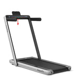 NNECW 2 in 1 Folding Treadmill with Dual LED Display for Home &amp Office-Silver