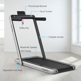 NNECW 2 in 1 Folding Treadmill with Dual LED Display for Home &amp Office-Silver