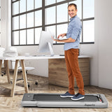 NNECW 2 in 1 Folding Treadmill with Dual LED Display for Home &amp Office-Silver