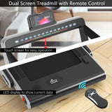 NNECW 2 in 1 Folding Treadmill with Dual LED Display for Home &amp Office-Silver