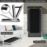 NNECW 2 in 1 Folding Treadmill with Dual LED Display for Home &amp Office-Silver