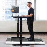 NNECW 2 in 1 Folding Treadmill with Dual LED Display for Home &amp Office-White