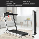 NNECW 2 in 1 Folding Treadmill with Dual LED Display for Home &amp Office-White