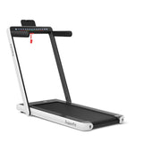 NNECW 2 in 1 Folding Treadmill with Dual LED Display for Home &amp Office-White