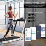 NNECW 2 in 1 Folding Treadmill with Dual LED Display for Home &amp Office-White