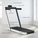 NNECW 2 in 1 Folding Treadmill with Dual LED Display for Home &amp Office-White