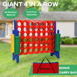 NNECW Giant Connect 4 in A Row with Carrying Bag for Garden &amp Beach-Red
