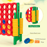 NNECW Giant Connect 4 in A Row with 42 Jumbo Rings for Garden & Beach-Green