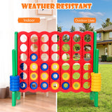 NNECW Giant Connect 4 in A Row with 42 Jumbo Rings for Garden & Beach-Green