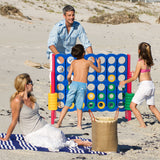 NNECW Giant Connect 4 in A Row with 42 Jumbo Rings for Garden &amp Beach-Red