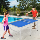 NNECW Portable Folding Table Tennis Table with 2 Paddles and Balls for Outdoor/Indoor Use-Blue