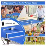 NNECW Portable Folding Table Tennis Table with 2 Paddles and Balls for Outdoor/Indoor Use-Blue
