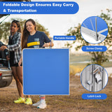 NNECW Portable Folding Table Tennis Table with 2 Paddles and Balls for Outdoor/Indoor Use-Blue