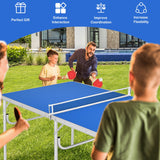 NNECW Portable Folding Table Tennis Table with 2 Paddles and Balls for Outdoor/Indoor Use-Blue