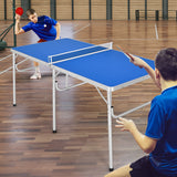 NNECW Portable Folding Table Tennis Table with 2 Paddles and Balls for Outdoor/Indoor Use-Blue