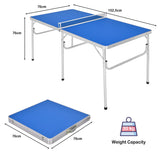 NNECW Portable Folding Table Tennis Table with 2 Paddles and Balls for Outdoor/Indoor Use-Blue