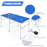 NNECW Portable Folding Table Tennis Table with 2 Paddles and Balls for Outdoor/Indoor Use-Blue