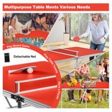 NNECW Portable Folding Table Tennis Table with 2 Paddles and Balls for Outdoor/Indoor Use-Red