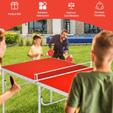 NNECW Portable Folding Table Tennis Table with 2 Paddles and Balls for Outdoor/Indoor Use-Red
