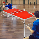 NNECW Portable Folding Table Tennis Table with 2 Paddles and Balls for Outdoor/Indoor Use-Red