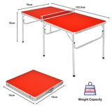 NNECW Portable Folding Table Tennis Table with 2 Paddles and Balls for Outdoor/Indoor Use-Red