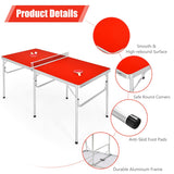 NNECW Portable Folding Table Tennis Table with 2 Paddles and Balls for Outdoor/Indoor Use-Red
