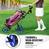 NNECW 3-Wheel Folding Golf Push Cart with Adjustable Handle &amp Padded Seat-Blue