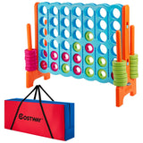 NNECW Giant Connect 4 in A Row with Carrying Bag for Garden &amp Beach-Blue